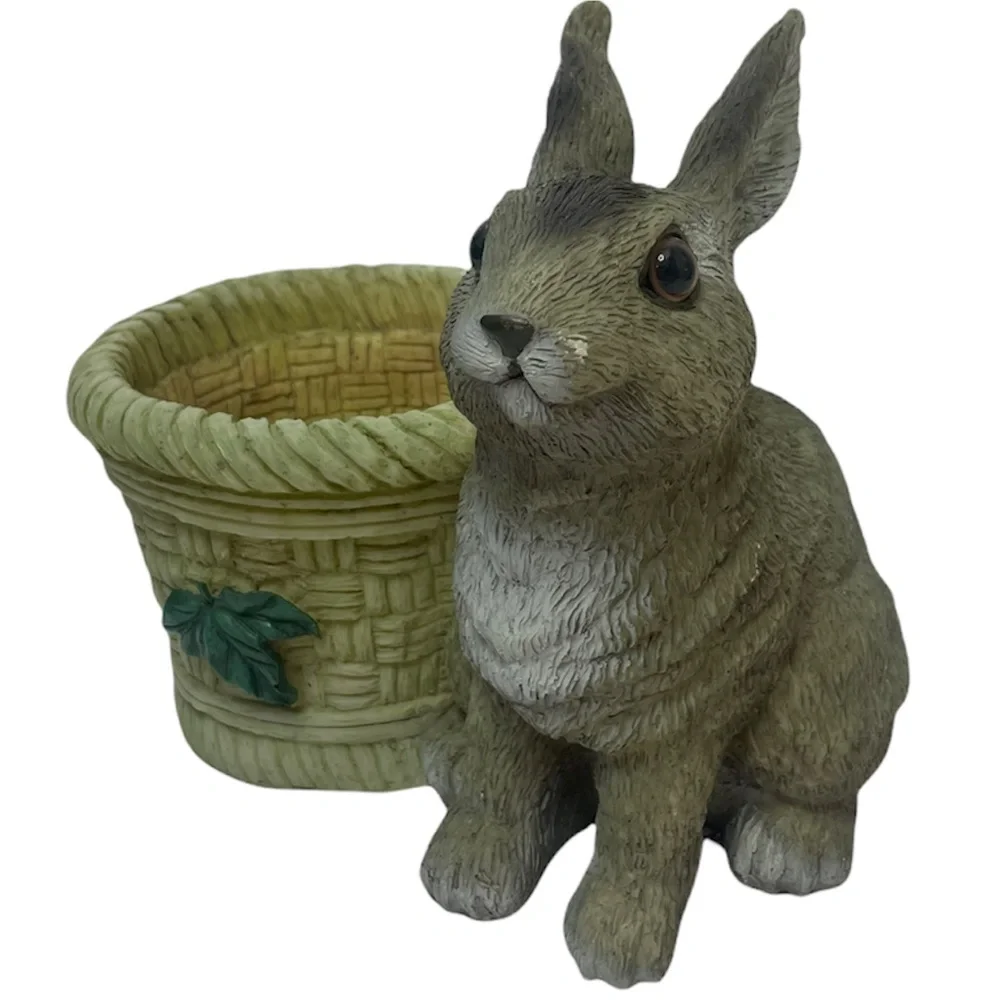 Vintage Rabbit Pot Planter Indoor Outdoor Resin Primitive Rustic Cottage Core
